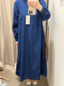 无印良品（MUJI）女式 棉 靛蓝染色 长袖连衣裙女装长裙子 春季纯棉连身裙BC2JVA4A 藏青色 S (155/80A) 实拍图