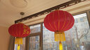 祥福缘灯笼新年装饰品大红灯笼灯植绒布婚庆节庆大门led灯春节年货节 1对装+家和万事兴100#+灯+ 56cm 实拍图