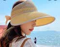 素锦初澜遮阳帽女夏天韩版潮网红帽子空顶帽户外骑车沙滩度假防晒帽防紫外线草帽百搭太阳帽可折叠 卡其色 实拍图
