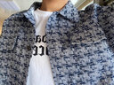 阅乡胖子日系小香风毛呢外套男大码休闲痞帅工装上衣秋季潮牌呢子夹克 07黑白色加厚款 2XL 160-180斤可穿 实拍图
