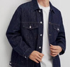 太平鸟男装夹克提花牛仔秋肌理宽松茄克潮流休闲外套 深蓝色 XL 实拍图