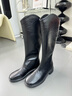 百思图冬商场新款时尚气质高筒骑士长靴粗腿显瘦黑色女靴M5102DG4 黑色 39 实拍图