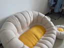 柚公馆懒人沙发卧室家用可躺可睡网红豆袋阳台休闲躺椅卧室榻榻米小沙发 米白拼黄色-双人大号+2踏-羊羔绒 实拍图