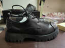 羚步 休闲皮鞋男英伦厚底复古百搭工装鞋真皮透气大头皮鞋潮低帮松糕鞋 黑色 40 实拍图