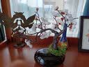 爱泽宝 中式仿真梅花枝腊梅假花干花桌面摆设家居客厅玄关装饰花花艺摆件小盆栽盆景禅意摆设 玫红梅花1支+黑花瓶 实拍图