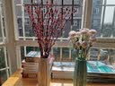 凉笙 简约现代客厅陶瓷花瓶水养白色干花花插水培北欧景德镇三件套家居软装装饰设计摆件 蓝色中号 实拍图