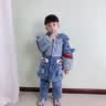 梦贝熊儿童睡衣男童冬季加厚款珊瑚绒三层夹棉男孩小孩中大童家居服套装 蓝色-71013 100(6码建议身高95-105) 实拍图