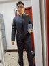 海派浩宇 中山装套装男立领修身正装商务男装结婚礼服民族服装男青年 1681铜扣黑色 L (170) 推荐106-115斤 实拍图