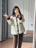 棉致菱格翻领撞色加厚棉服女冬季新款棉衣外套羽棉袄绒服小个子面包服 803米白色【高品质35】 L 125-150斤 实拍图