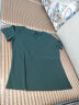 谷卓诗V领纯色修身短袖T恤女鸡心领气质女士紧身半袖体恤衫打底夏装新款 绿色 XL（110-120斤） 实拍图