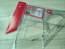 得力（deli）三角尺多功能测量绘图绘画素描量角透明PC材质耐磨三角板学生文具尺子等腰直角三角板套装 18cm有效刻度（30度+45度） 实拍图