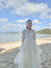 小咔衣浓（Xiaokayinong）儿童礼服公主裙长袖花童婚礼蓬蓬纱女童主持人钢琴演奏演出服夏季 香槟色L068中袖长款 160 实拍图