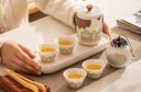 瓷牌茗茶具（cipaiming teaset）旅行茶具套装户外便携式陶瓷快客杯一壶四杯办公室功夫茶壶泡茶 白古茗一壶三杯+茶叶罐+便携包 实拍图
