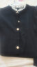 三彩2023冬季新款两件套针织衫套装蕾丝拼接圆领开衫高腰半身裙女 黑色 155/80A/S 晒单实拍图