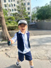 罗蒙儿童礼服春夏新款男童马甲演出服 藏青短款马甲装五件套 130 实拍图