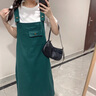 唐菓蜜牛仔背带裙女2024夏季新款女装韩版学生显瘦森系洋气减龄连衣裙子 白色T恤+绿色背带裙 M 实拍图