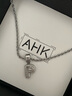 AHK26字母钛钢项链男女士百搭潮流情侣吊坠情人节生日礼物送男女朋友 潮流满钻项链 【P】+品牌礼盒 实拍图