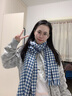 浩冠 围巾女秋冬季保暖针织学生围脖披肩韩版毛线流苏撞色千鸟格围巾 千鸟格蓝色 实拍图