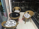 明强阳台桌组合简约小茶几小户型客厅茶桌椅仿藤编小圆桌钢化玻璃桌子 升级款帝王金一桌三椅60圆桌 整装 实拍图