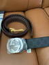 GUCCI 古驰 Gucci腰带 男士经典双G金属板扣式休闲皮带腰带 黑灰色 411924 KGDHX 8449 95(建议腰围91-99CM) 实拍图