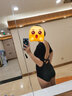 速比涛（Speedo）泳衣女噪点系列甜美大U交叉露背温泉度假中袖连体泳衣 黑/白 38 实拍图