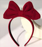 飞花 立体蝴蝶结发箍头饰女红色丝绒头箍发饰 酒红色 1个 实拍图