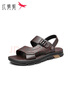 红蜻蜓男凉鞋夏季新款休闲沙滩鞋舒适两穿皮拖鞋外穿软底男鞋WTT22118 棕色 42 实拍图