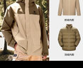 骆驼（CAMEL）[北风]三合一冲锋衣户外登山服防风防雨防污抓绒羽绒内胆运动外套 羽绒+抓绒]番木棕椰壳男 A13CAXX085AB M 实拍图