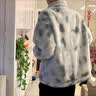 NASALIKE羊羔绒扎染外套男毛绒棉服男潮牌保暖外套加厚棉衣韩版宽松棉袄 花白色男 加厚款 XL 男款130-145斤 实拍图