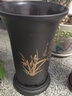 侬景园高档兰花专用花盆塑料兰花盆仿紫砂盆陶瓷室内兰草盆高筒盆带侧孔 紫黑色中号(口径18厘米)+底座 实拍图