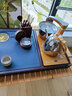 瓷牌茗茶具功夫茶具茶盘实木家用整套四合一电热炉茶台茶托盘排水式仿乌金石 兰心凤角四合一茶盘黑色电热炉 实拍图