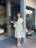 熙世界sllsky假两件碎花连衣裙女2025夏季新款短袖圆领不规则荷叶边裙子 绿色郁金香 M 实拍图