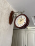 康巴丝（Compas）双面挂钟欧式石英钟挂表客厅餐厅摇摆时钟表摆钟钟表 2589咖木 实拍图