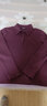 横行道春季女韩版新款翻领带领打底衫休闲修身长袖衬衫领t恤上衣竹节棉 紫红 XL 实拍图