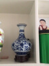 泰浦瓯 景德镇陶瓷器 仿古青花瓷小花瓶花插中式家居装饰酒柜客厅电视柜台面工艺品摆件 竹节瓶 带底座 实拍图