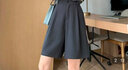 浪莎西装短裤女夏季薄款宽松阔腿裤高腰a字显瘦直筒休闲五分中裤子潮 灰色 XL 建议110斤-120斤 实拍图