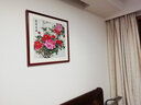 紫腾随轩新中式牡丹花开富贵装饰画客厅餐厅背景墙画卧室床头挂画壁画 图13 60*60cm红木色实木框 实拍图