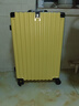 掌金者行李箱大容量铝框拉杆箱登机密码箱结实耐用加厚硬箱旅行箱皮箱子 奶黄色【充电接口+箱套贴纸】 28英寸 【出国求学可坐人】 实拍图