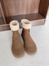 ZHR雪地靴女牛皮加绒加厚女靴冬季羊羔毛平底短靴女 EH97A 棕色 37  实拍图