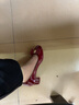 reemoor红色粗跟新娘婚鞋女大码女鞋中跟漆皮单鞋百搭高跟鞋睿慕 酒红色瘦脚建议拍小一码4.5cm跟 36 实拍图