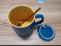 传旗陶瓷马克杯450ml大容量咖啡杯带勺盖牛奶杯茶杯办公水杯子茶杯 蓝 晒单实拍图