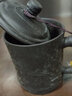 益馨荣 泡茶杯紫砂杯带盖茶杯功夫茶具陶瓷杯办公杯杯大水杯盖杯 黑色竹叶盖杯 实拍图