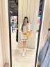 JVH 香港潮牌收腰撞色背心连衣裙套装女   2022冬季新款复古名媛气质短款长袖外套两件套 米白色 S（建议80-90斤） 晒单实拍图