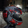 LS2摩托车头盔全盔电动车3C男女机车四季大尾翼骑行夏季 FF352/300 FF300黑绿马赛克（赠茶色镜片） XXL 实拍图