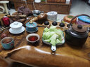 容山堂双内胆玻璃烧水壶蒸汽煮茶器蒸茶器养生壶大号泡茶电陶炉套装木盖 竖纹平盖提梁壶+小容红檀木茶炉 实拍图