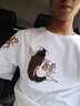简拓 2022夏季新品薄款中国风刺绣仙鹤纯棉短袖T恤 学生情侣装体恤男大码半袖衫 2012白色 L码(115-140斤) 实拍图