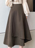 宜惜绮 毛呢半身裙女中长款打底长裙秋冬新款高腰不规则a字防走光裙子 卡其色 L 实拍图
