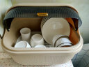 品喻（PINYU）特大号 碗筷收纳盒碗柜沥水碗架带盖碗筷餐具收纳盒碗碟架 奶咖色 实拍图