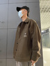 古先森工装夹克男宽松大码休闲外套男士春秋款纯棉外衣男生褂子上衣服 卡其色 L 【130-150斤】 实拍图