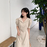 FANSILANEN夏季正式场合法式职业连衣裙女夏新款气质收腰面试裙子通勤连衣裙 米色 M 实拍图